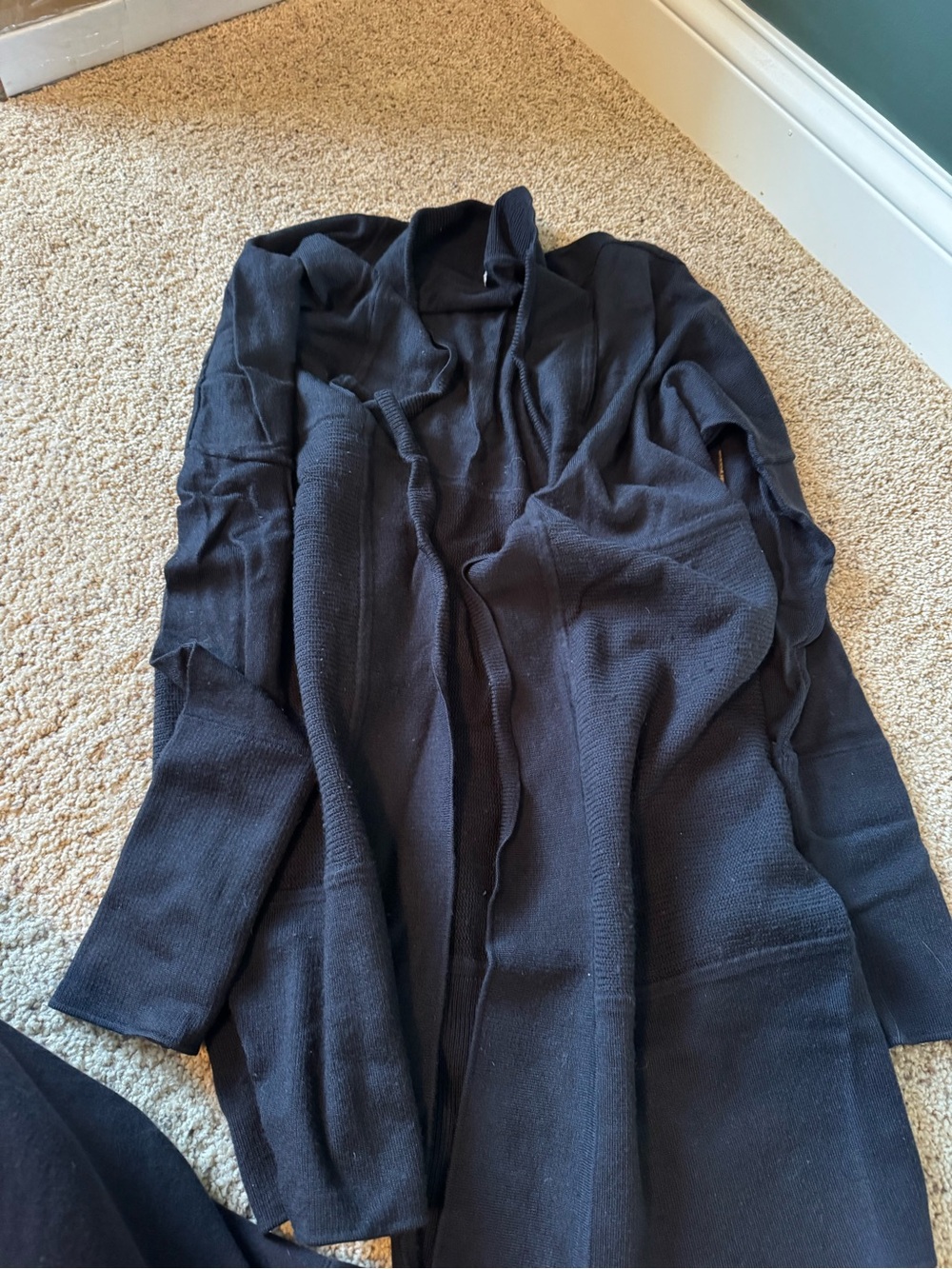 Lululemon Black Open-Front Long Knit Cardigan
